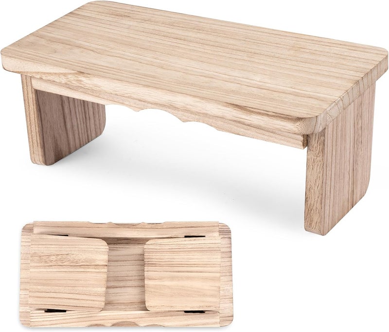 Elfzone Wooden Step Stool - 9'' One Step Stool for Adults, Wooden Beside Step, Heavy Duty/Portable/Nonslip/Durable Construction Safe Step for Bedroom/Kitchen (Light Wood) - Image 1